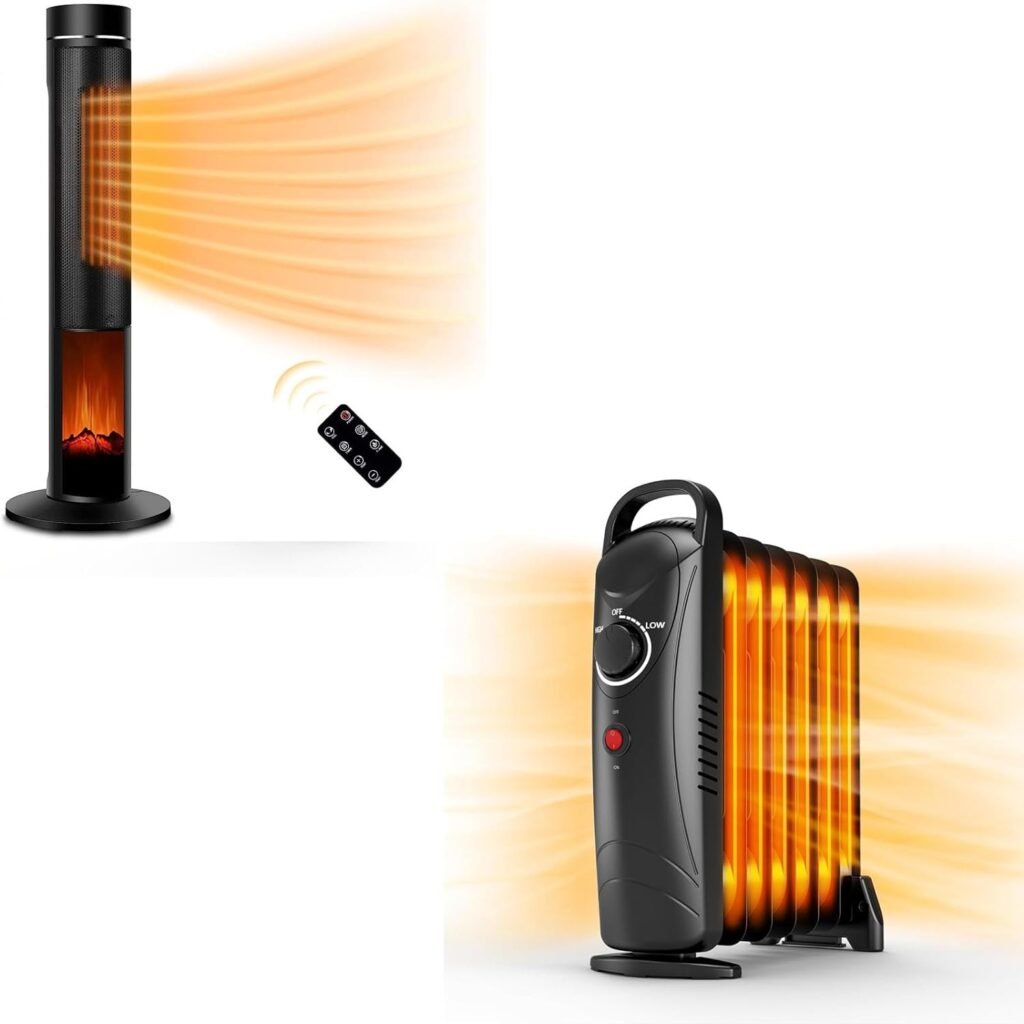 Oil Heater and Tower Space Heater Kit, 700W Oil-Filled Radiator Heater and 1500W 36 Electric Space Heater for Large Rooms, Overheat and Tip-over Protection, Durable Space Heater for Indoor Use Oil Heater and Tower Space Heater Kit, 700W Oil-Filled Radiator Heater and 1500W 36 Electric Space Heater for Large Rooms, Overheat and Tip-over Protection, Durable Space Heater for Indoor Use