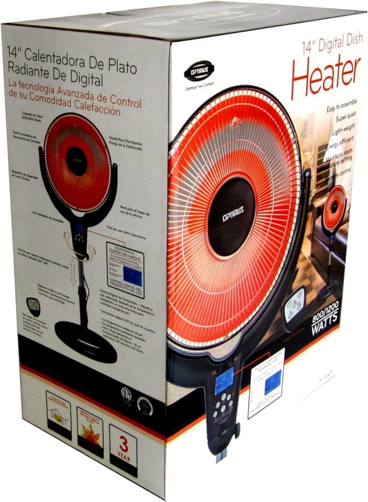 Optimus 14 Oscil Pedestal Digital Dish Remote Heater, Black Optimus 14 Oscil Pedestal Digital Dish Remote Heater, Black