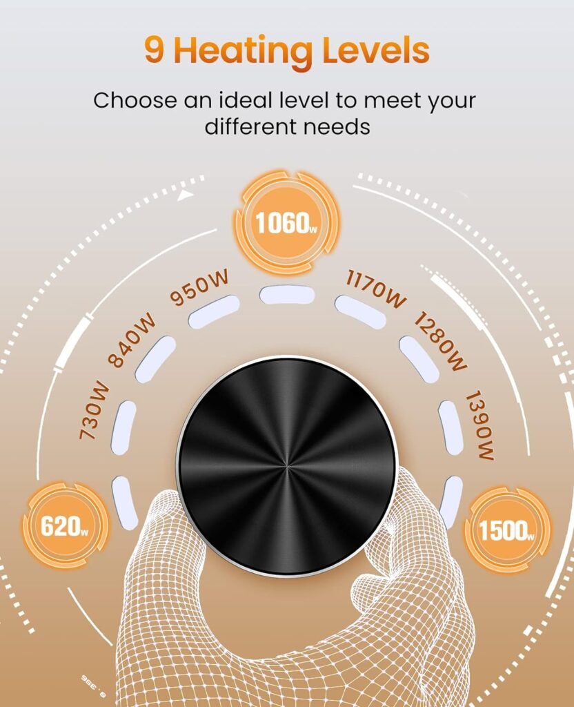 Outdoor Electric Patio Heater, Haimmy 42in Infrared Heater with Remote, 9 Heat Levels, 9H Timers, 1500W Instant Heating, Safety Lock, Tip-Over  Overheat Protection, IPX5 Waterproof Tower Space Heater