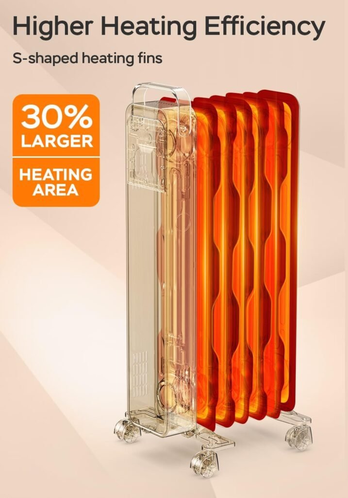 Radiator Heater, Oil Filled Heater 1500W, 24H Timer, Adjustable Thermostat, Quiet, Electric Portable Space Heater with Remote for Indoor Use, Home, Office, Bedroom, by Garfeur