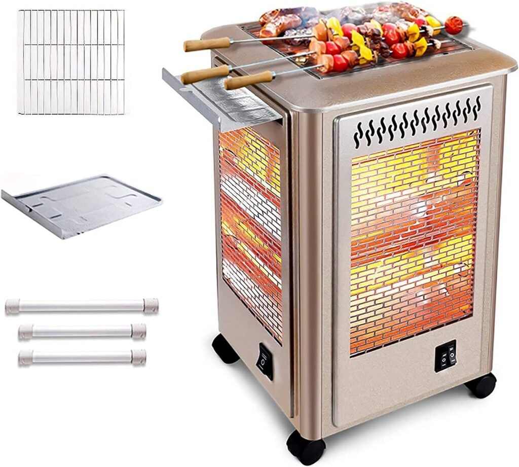 RILOOP 2000W Compact Electric Freestanding Heater with Baking Tray on the Top,Patio Heaters,Can Barbecue and Heated,Garden Stoves RILOOP 2000W Compact Electric Freestanding Heater with Baking Tray on the Top,Patio Heaters,Can Barbecue and Heated,Garden Stoves
