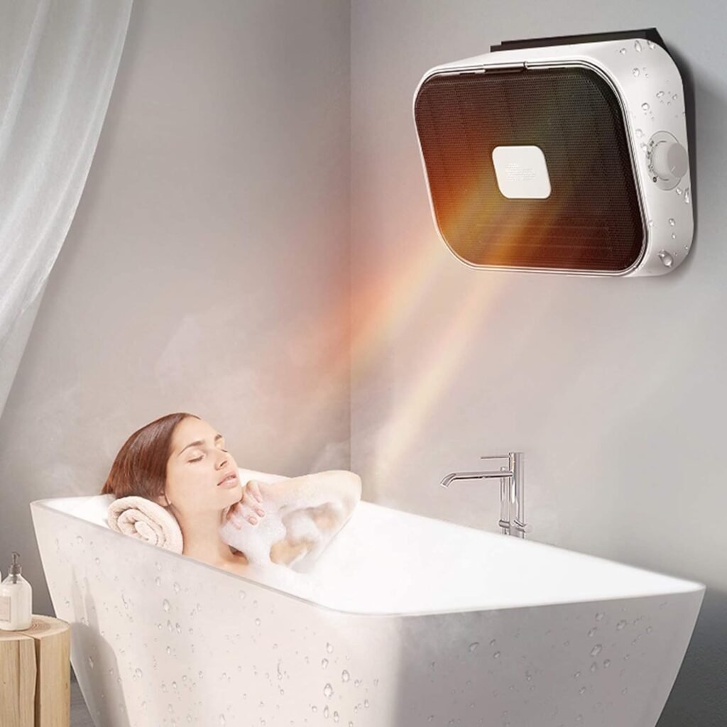 RILOOP Electric Fan Heater Wall Mounted Bathroom Warmers down Flow with Water Splash Proof Function 2 Heat Settings 2000W RILOOP Electric Fan Heater Wall Mounted Bathroom Warmers down Flow with Water Splash Proof Function 2 Heat Settings 2000W