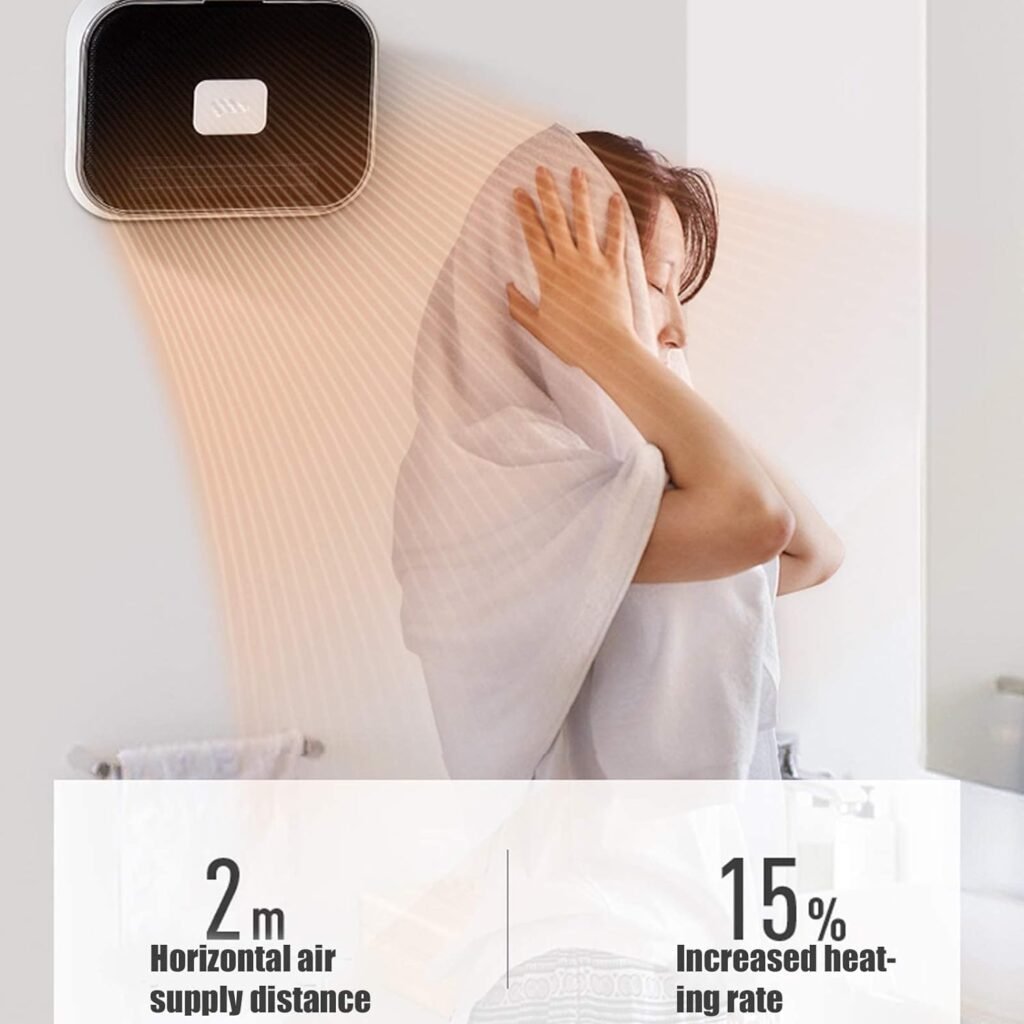 RILOOP Electric Fan Heater Wall Mounted Bathroom Warmers down Flow with Water Splash Proof Function 2 Heat Settings 2000W RILOOP Electric Fan Heater Wall Mounted Bathroom Warmers down Flow with Water Splash Proof Function 2 Heat Settings 2000W