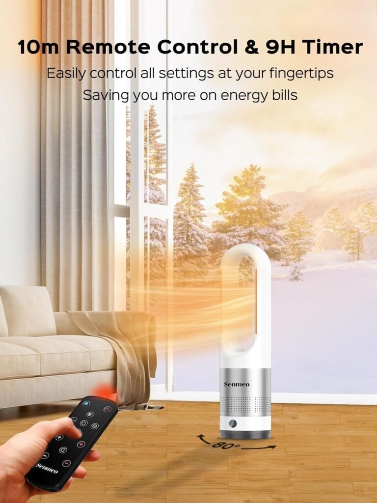 Senmeo Space Heater, 1200W Electric Heater with Air Purification, 13 Modes, 90° Oscillating Room Heater, Thermostat, Overheat  Tip-Over Protection, 8H Timer, Remote Control, heaters for Indoor Use Senmeo Space Heater, 1200W Electric Heater with Air Purification, 13 Modes, 90° Oscillating Room Heater, Thermostat, Overheat  Tip-Over Protection, 8H Timer, Remote Control, heaters for Indoor Use
