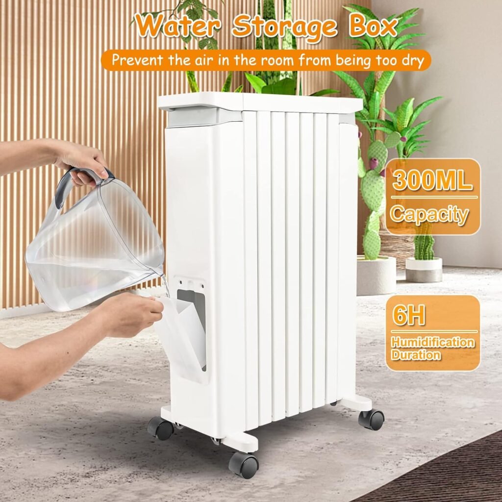 Tangkula 1500W Electric Space Heater, Oil Filled Radiator Heater with 3 Heat Settings  Adjustable Thermostat, Overheat  Tip-Over Protection, Radiant Heater with Hanging Rack for Indoor Use (White) Tangkula 1500W Electric Space Heater, Oil Filled Radiator Heater with 3 Heat Settings  Adjustable Thermostat, Overheat  Tip-Over Protection, Radiant Heater with Hanging Rack for Indoor Use (White)