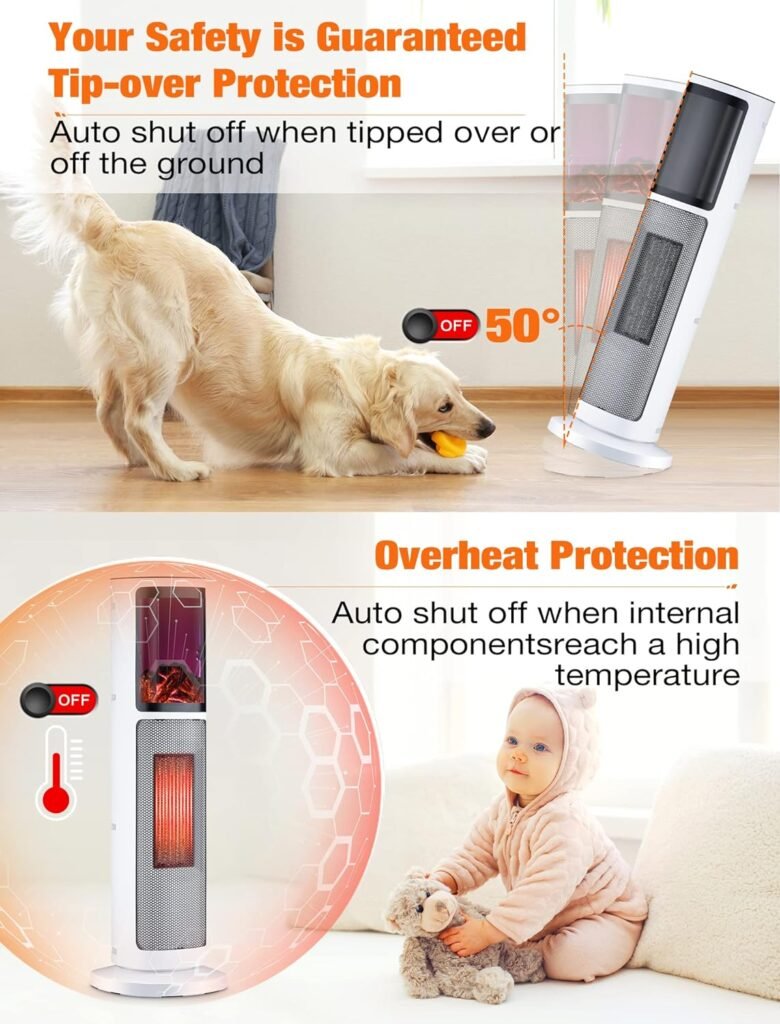 Tower Space Heater for Room, Indoor Electric Space Heater, 3 Modes  Thermostat, 90° Oscillation, 12H Timer, Remote, Overheat  Tip-Over Protection, 3D Flame, Space Heater for Office/Home/Indoor Tower Space Heater for Room, Indoor Electric Space Heater, 3 Modes  Thermostat, 90° Oscillation, 12H Timer, Remote, Overheat  Tip-Over Protection, 3D Flame, Space Heater for Office/Home/Indoor