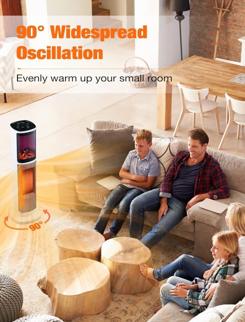 Tower Space Heater for Room, Indoor Electric Space Heater, 3 Modes  Thermostat, 90° Oscillation, 12H Timer, Remote, Overheat  Tip-Over Protection, 3D Flame, Space Heater for Office/Home/Indoor Tower Space Heater for Room, Indoor Electric Space Heater, 3 Modes  Thermostat, 90° Oscillation, 12H Timer, Remote, Overheat  Tip-Over Protection, 3D Flame, Space Heater for Office/Home/Indoor