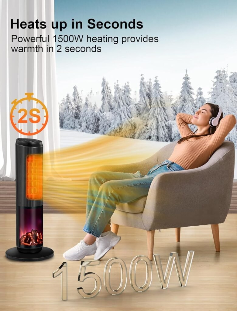 TRUSTECH Electric Space Heater for Indoor Use Kit, 1500W Portable Heater with Remote, Fast Heating, Thermostat 3 Modes, Overheating Tip-Over Protection, Room Heater for Bedroom, Office TRUSTECH Electric Space Heater for Indoor Use Kit, 1500W Portable Heater with Remote, Fast Heating, Thermostat 3 Modes, Overheating Tip-Over Protection, Room Heater for Bedroom, Office