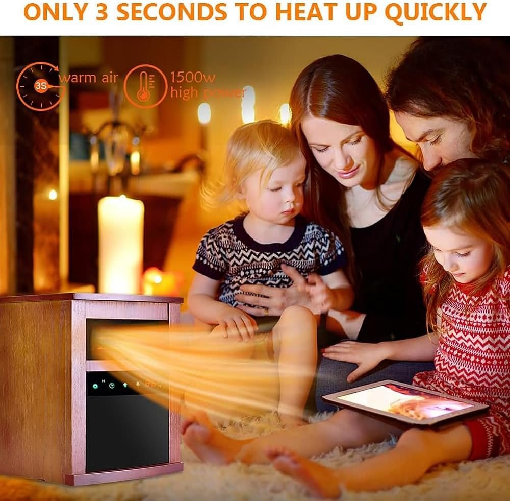 TRUSTECH Electric Space Heater for Indoor Use Kit, 1500W Portable Heater with Remote, Fast Heating, Thermostat 3 Modes, Overheating Tip-Over Protection, Room Heater for Bedroom, Office TRUSTECH Electric Space Heater for Indoor Use Kit, 1500W Portable Heater with Remote, Fast Heating, Thermostat 3 Modes, Overheating Tip-Over Protection, Room Heater for Bedroom, Office