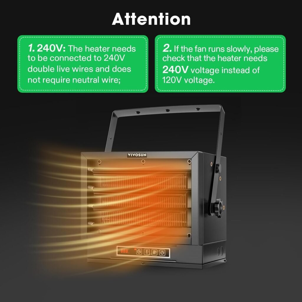 VIVOSUN 8500W Garage Heater, 240V Electric Garage Heater with 3 Modes(8500W/5600W/Only Fan), Digital Powerful Shop Heater with Remote, Overheat Protection, 8-Hour Timer, Digital Thermostat, ETL Listed VIVOSUN 8500W Garage Heater, 240V Electric Garage Heater with 3 Modes(8500W/5600W/Only Fan), Digital Powerful Shop Heater with Remote, Overheat Protection, 8-Hour Timer, Digital Thermostat, ETL Listed