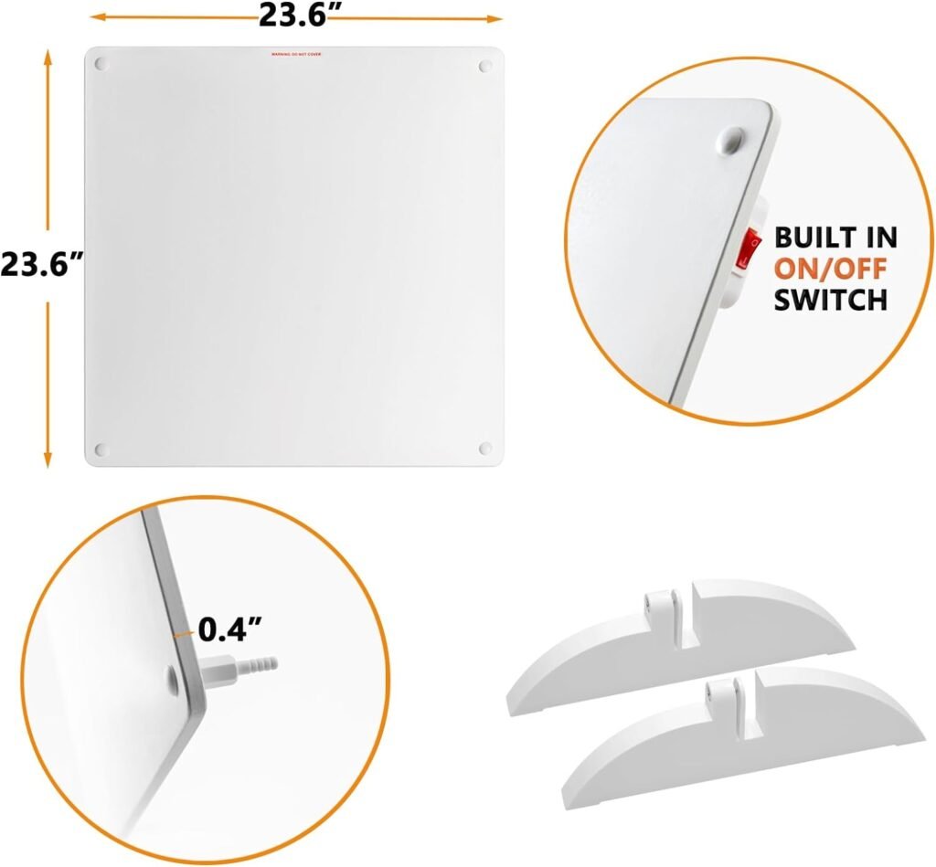 Wall Mount Space Heater Panel, 400W Convection Heater Standing Ceramic Wall Heater Silent Fanless Operation,120V Electric Wall Heater for Living Room Bathroom, Overheat Protection