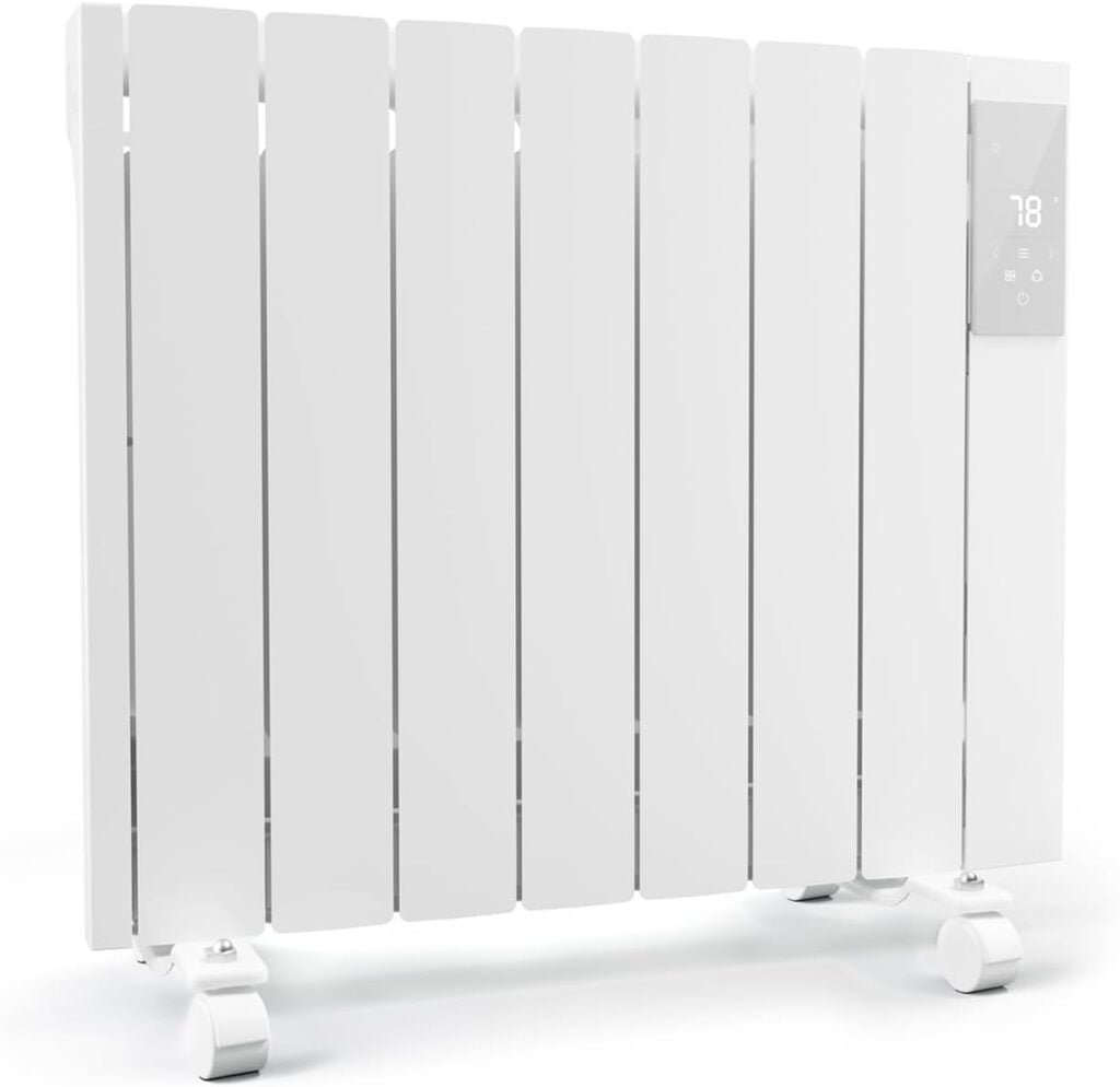 ZIONHEAT 1500W Panel Heater - Electric Wall/Freestanding Aluminium Radiator/LED Display, Adjustable Thermostat, Timer  Safety Protection for Indoor Use in Living Room/Bedroom/Bathroom